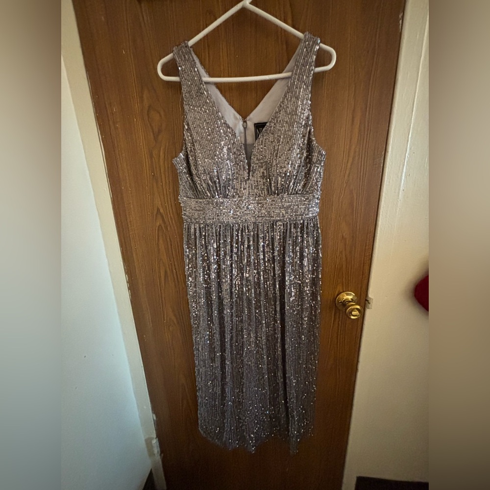 Glamorous Silver Sequin Midi Dress